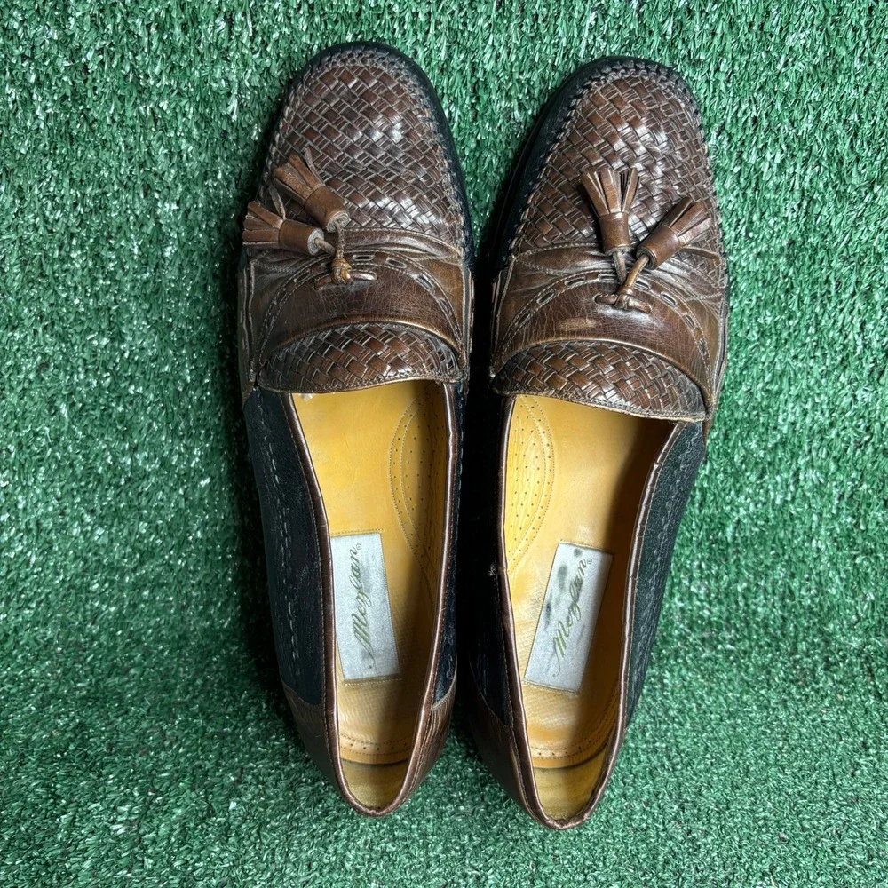 Mezlan Woven Tassel Loafers Leather Slip On Two Tone Dress Shoes Brown Mens 12 M